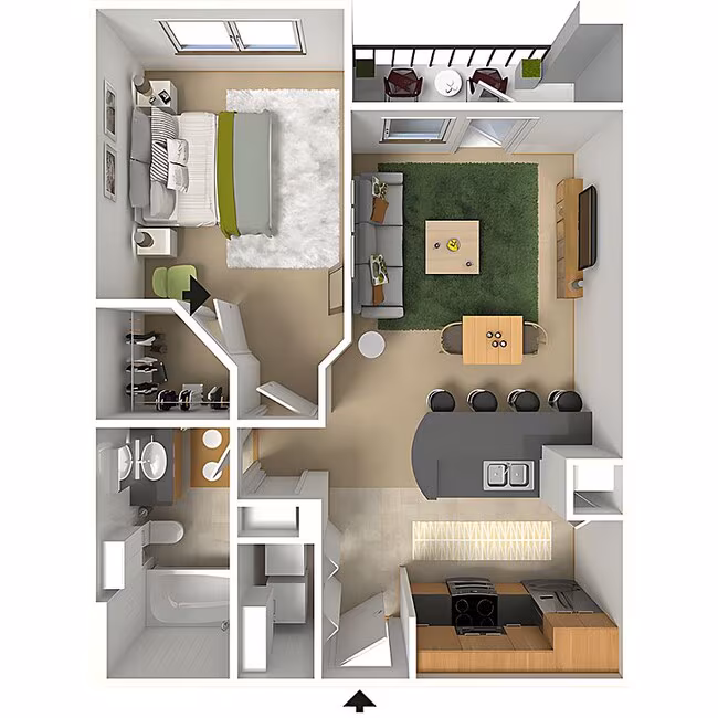 1 Bed • 1 Bath 2127 floor plan