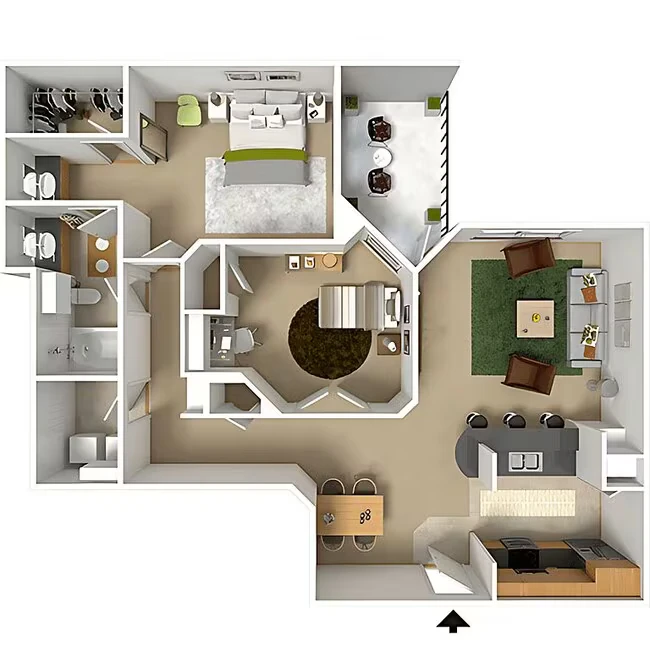 2 Beds • 2 Bath 4311 floor plan