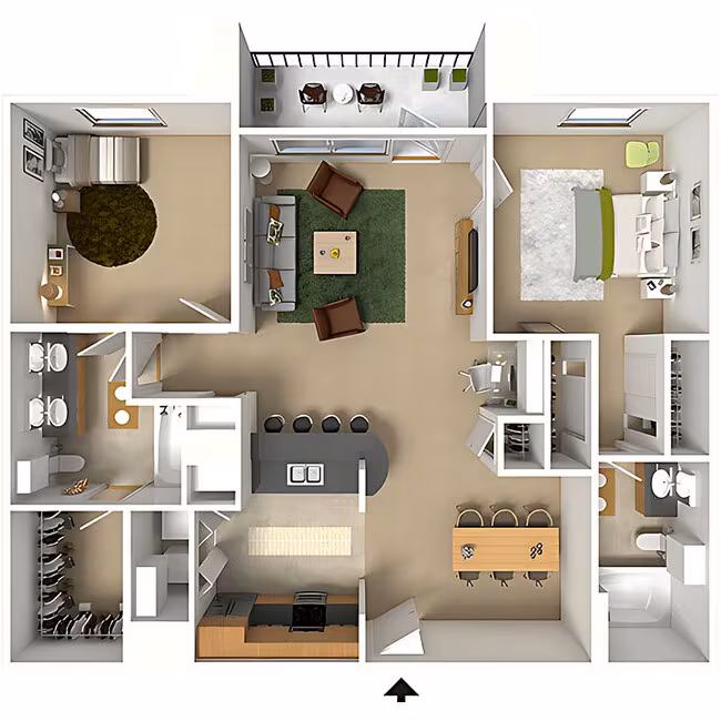 2 Beds • 2 Bath 3112 floor plan