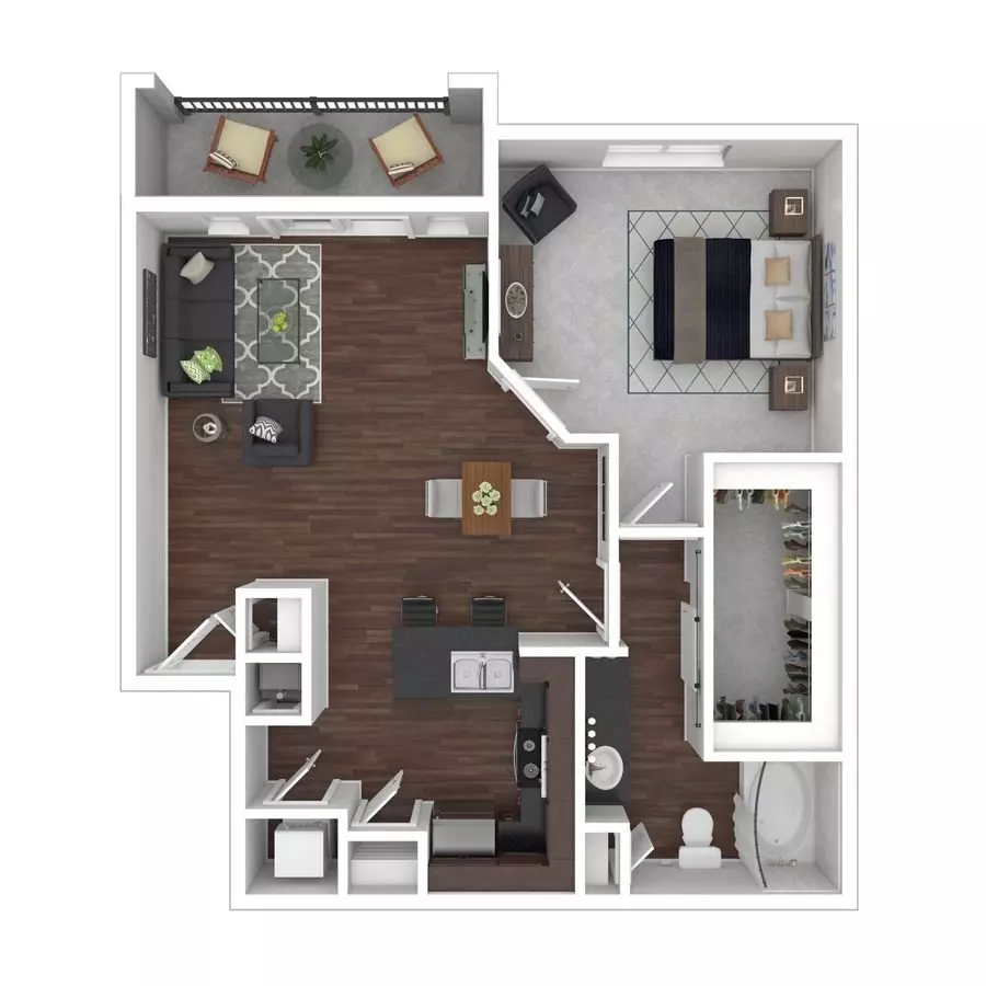 1 Bed • 1 Bath 0617 floor plan
