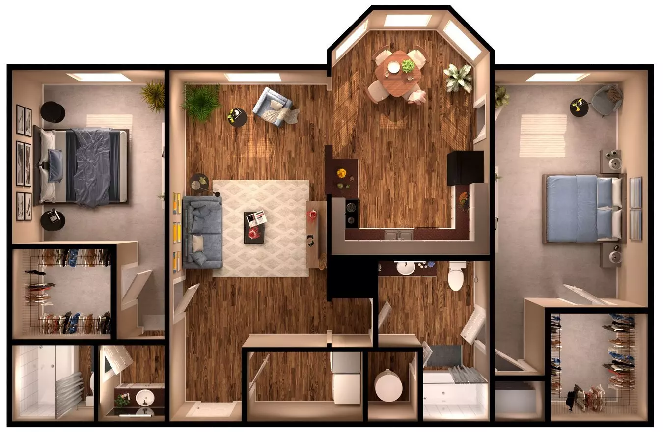 2 Bed 2 Bath Reno 1631 floor plan
