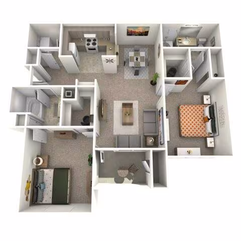 2 Beds • 1 Bath 10203 floor plan