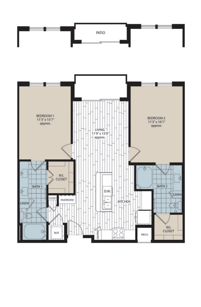 2 Beds • 2 Bath 348 floor plan