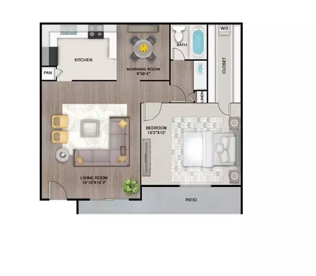 1 Bed • 1 Bath WAITLAA1 floor plan