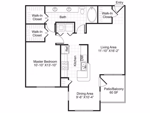 1 Bed • 1 Bath 7105 floor plan
