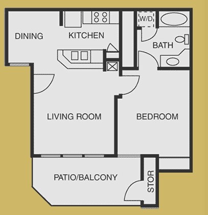 1 Bed • 1 Bath 1934 floor plan