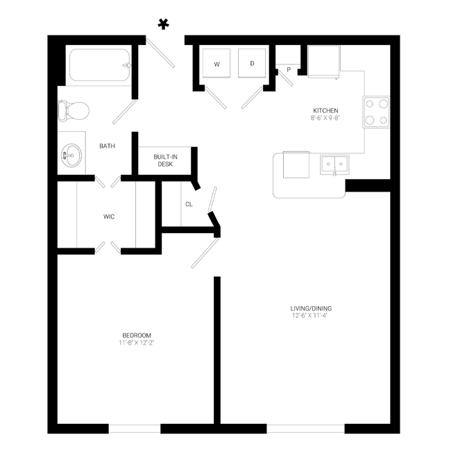 1 Bed • 1 Bath 0821 floor plan