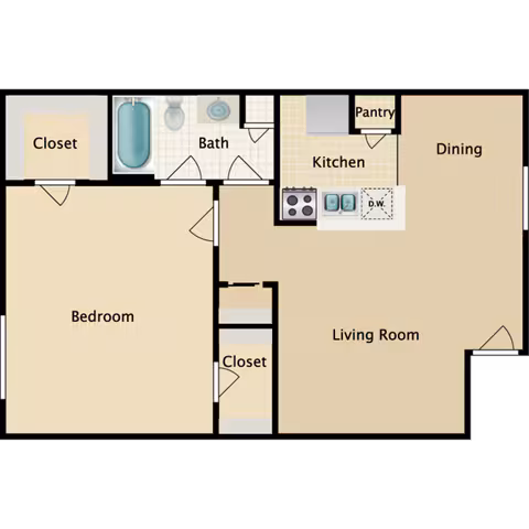 1X1BR A137 floor plan