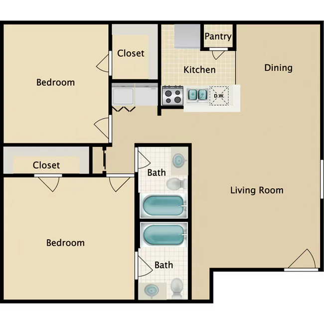 2X2DR A117 floor plan