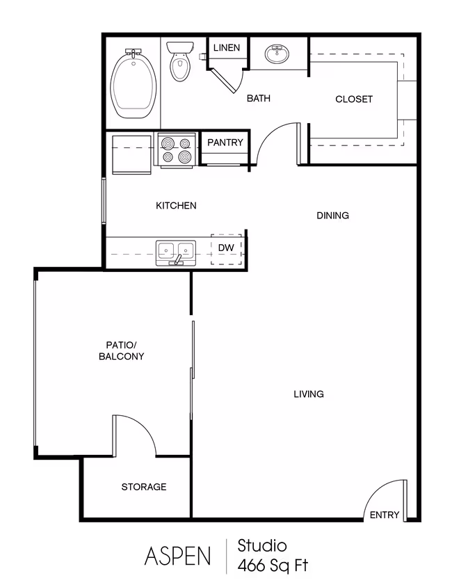 Studio • 1 Bath 1006 floor plan