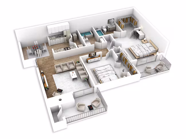 2 Beds • 2 Bath S18 floor plan