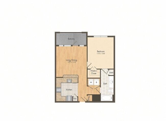 1 Bed • 1 Bath 574 floor plan