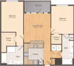 2 Beds • 2 Bath 416 floor plan