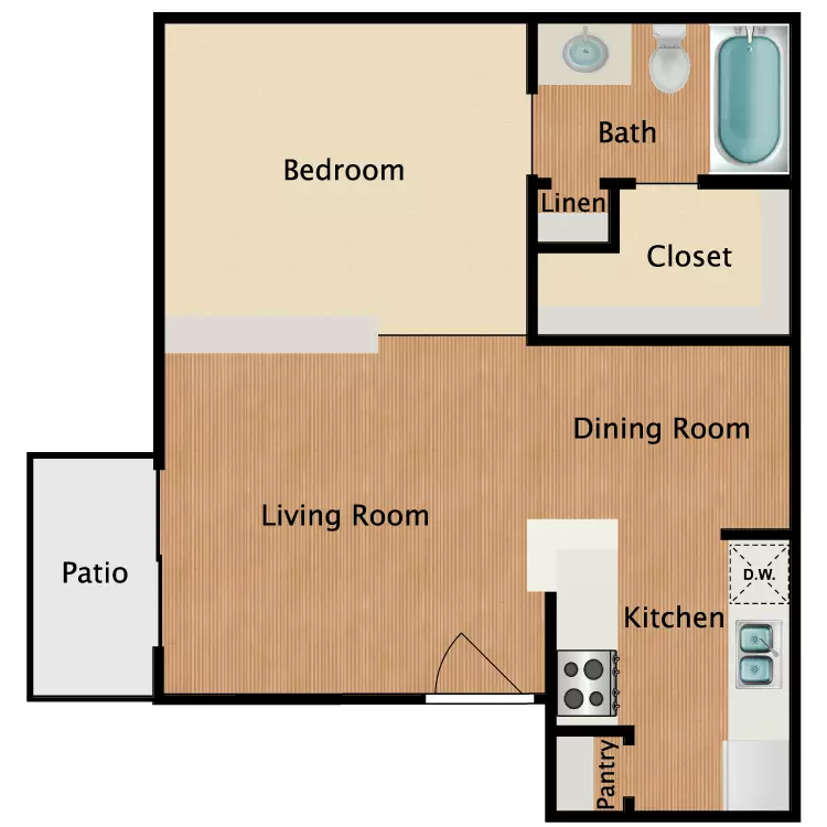 Studio • 1 Bath 500 floor plan