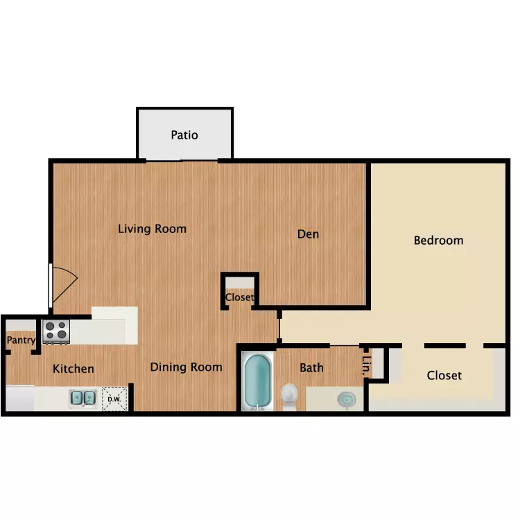 1 Bed • 1 Bath 1208 floor plan