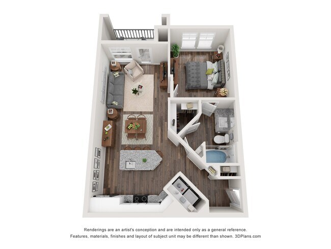 1 Bed • 1 Bath 03203 floor plan