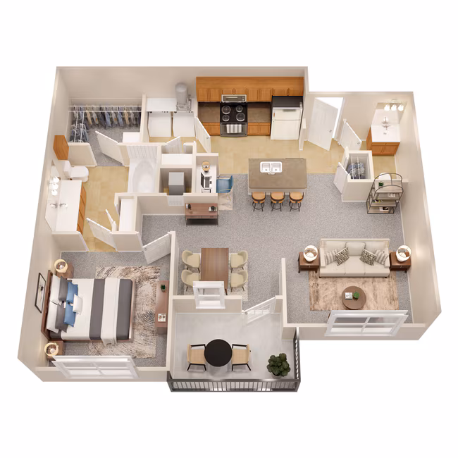 1 Bed • 1 Bath 01303 floor plan