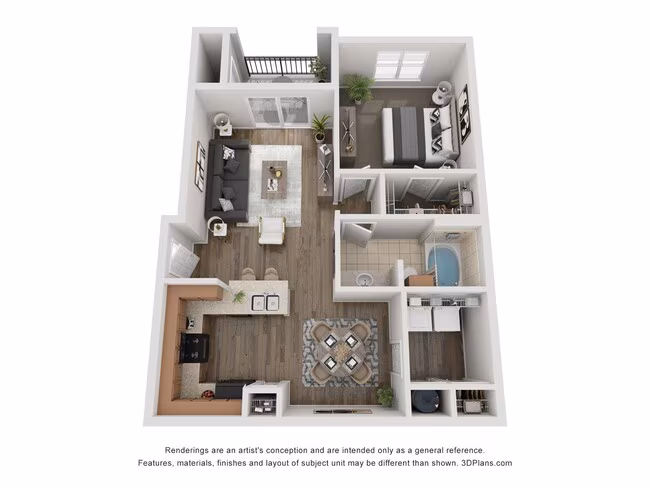 1 Bed • 1 Bath 0422 floor plan