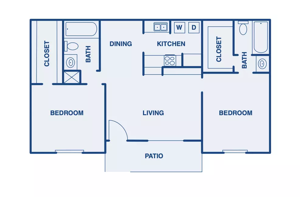 2 Beds • 2 Bath floor plan