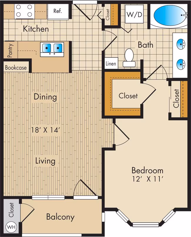 1 Bed • 1 Bath 1106 floor plan