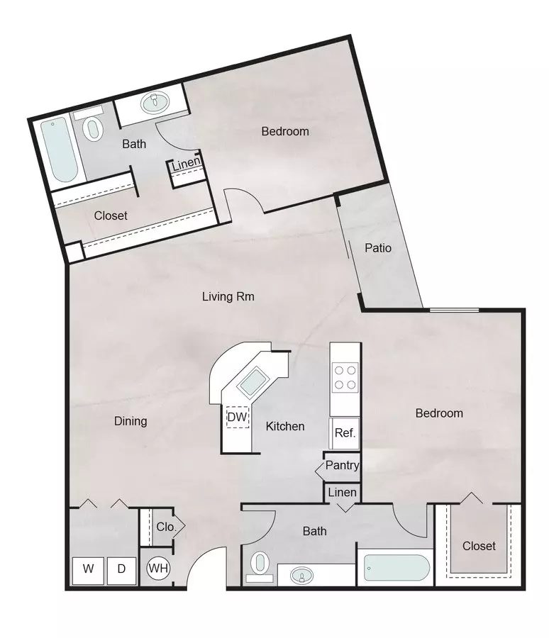 2 Beds • 2 Bath A131 floor plan