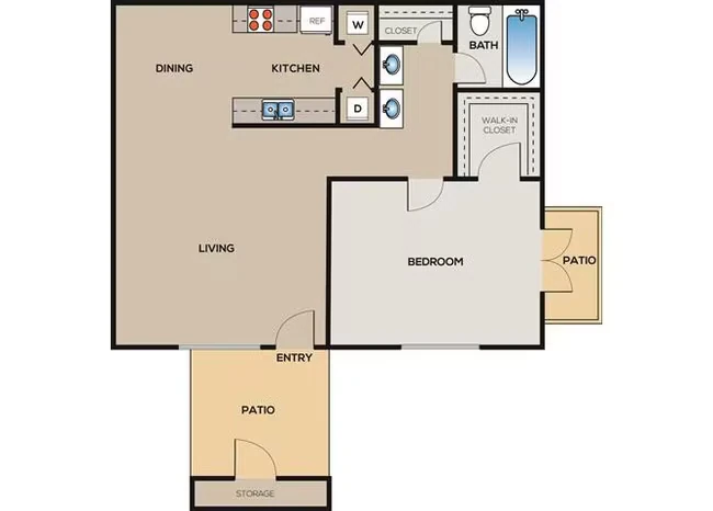 1 Bed • 1 Bath 2302 floor plan