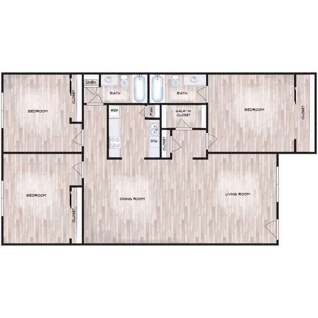 3 Beds • 2 Bath 160 floor plan