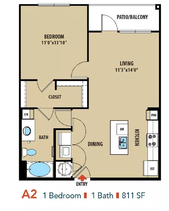 1 Bed • 1 Bath 3203 floor plan