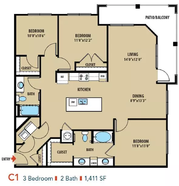 3 Beds • 2 Bath 2317 floor plan