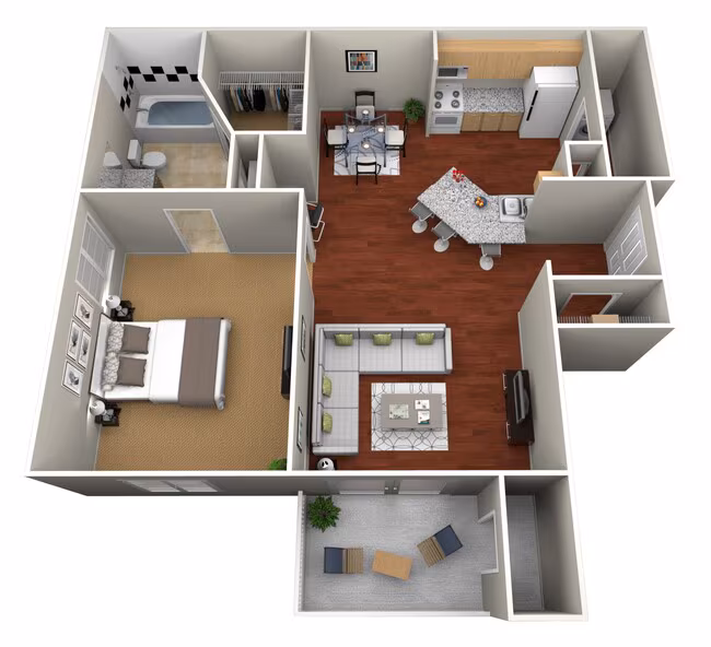 1 Bed • 1 Bath 1223 floor plan