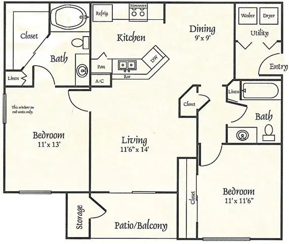 2 Beds • 2 Bath 1515 floor plan
