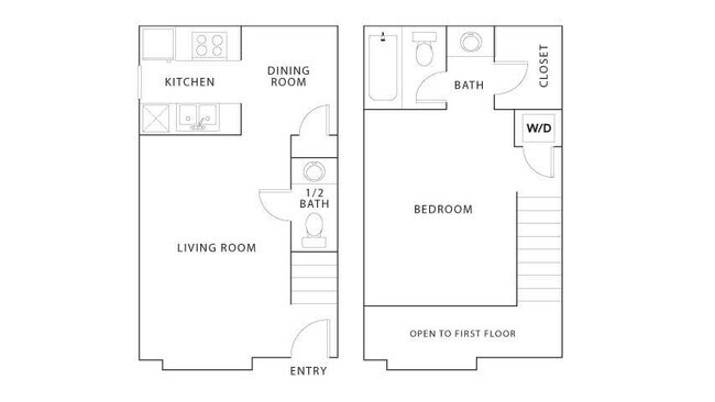 1 Bed • 1 Bath 2102 floor plan