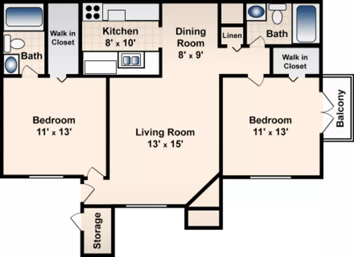 The Maple | 2 Beds | 2 Baths | Townhome floor plan