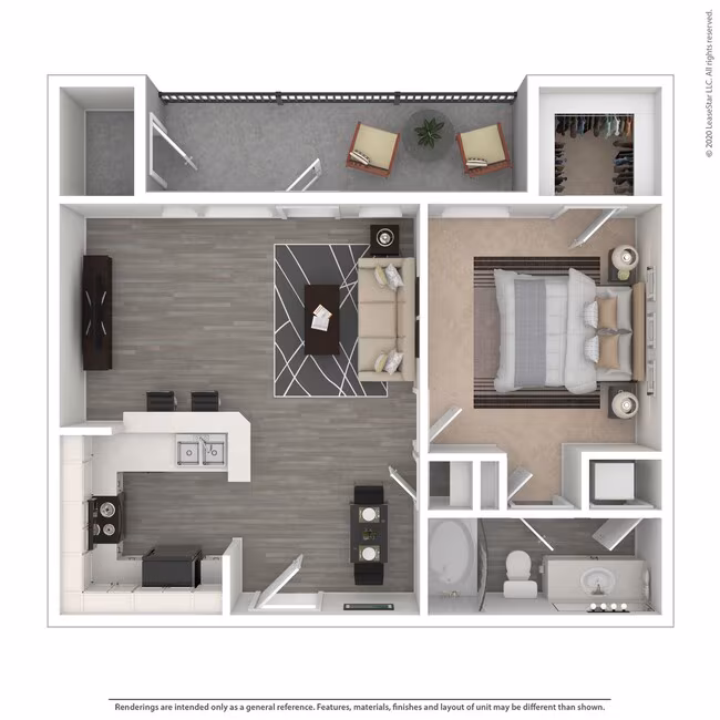 1 Bed • 1 Bath 0512 floor plan