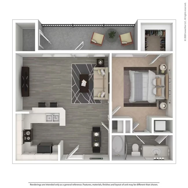 1 Bed • 1 Bath 1007 floor plan
