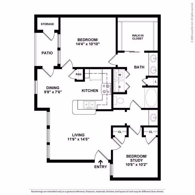 2 Beds • 2 Bath 0203 floor plan