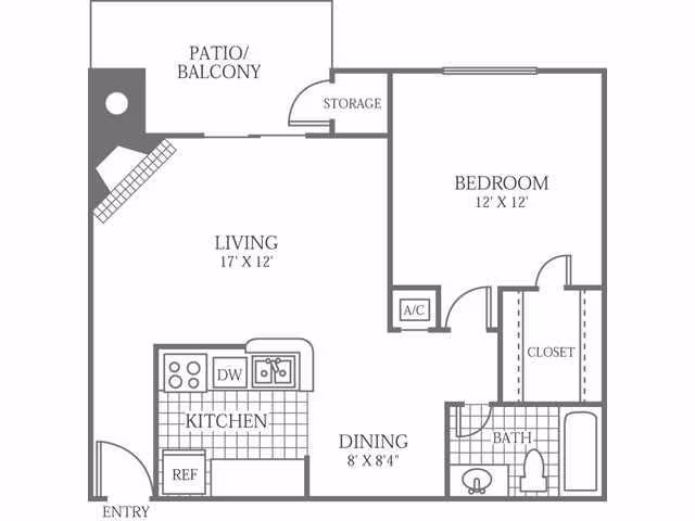 1 Bed • 1 Bath 904-2 floor plan