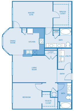 2 Bed, 2 Bath (60% Income Restricted) 11-1131 floor plan