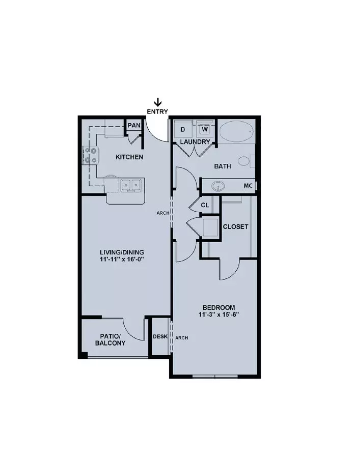 1 Bed • 1 Bath 1717 floor plan