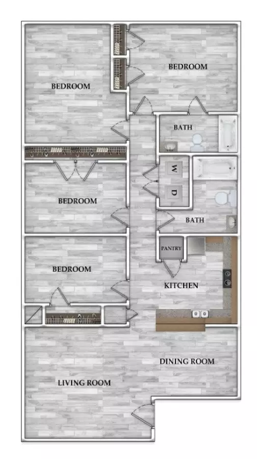 4 Beds • 2 Bath 43-C floor plan