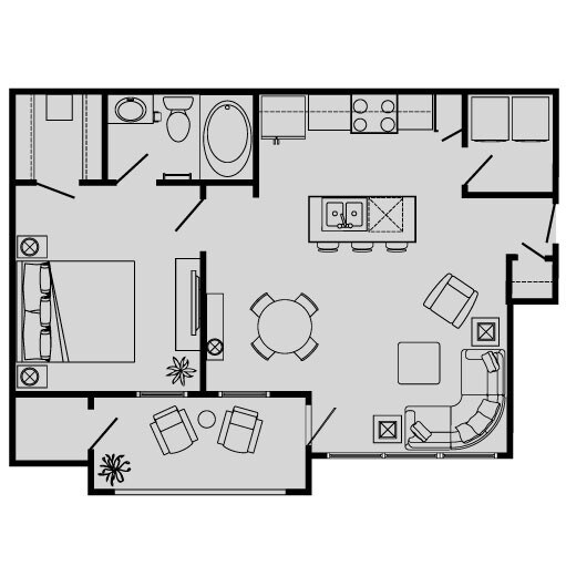 1 Bed • 1 Bath 0927 floor plan