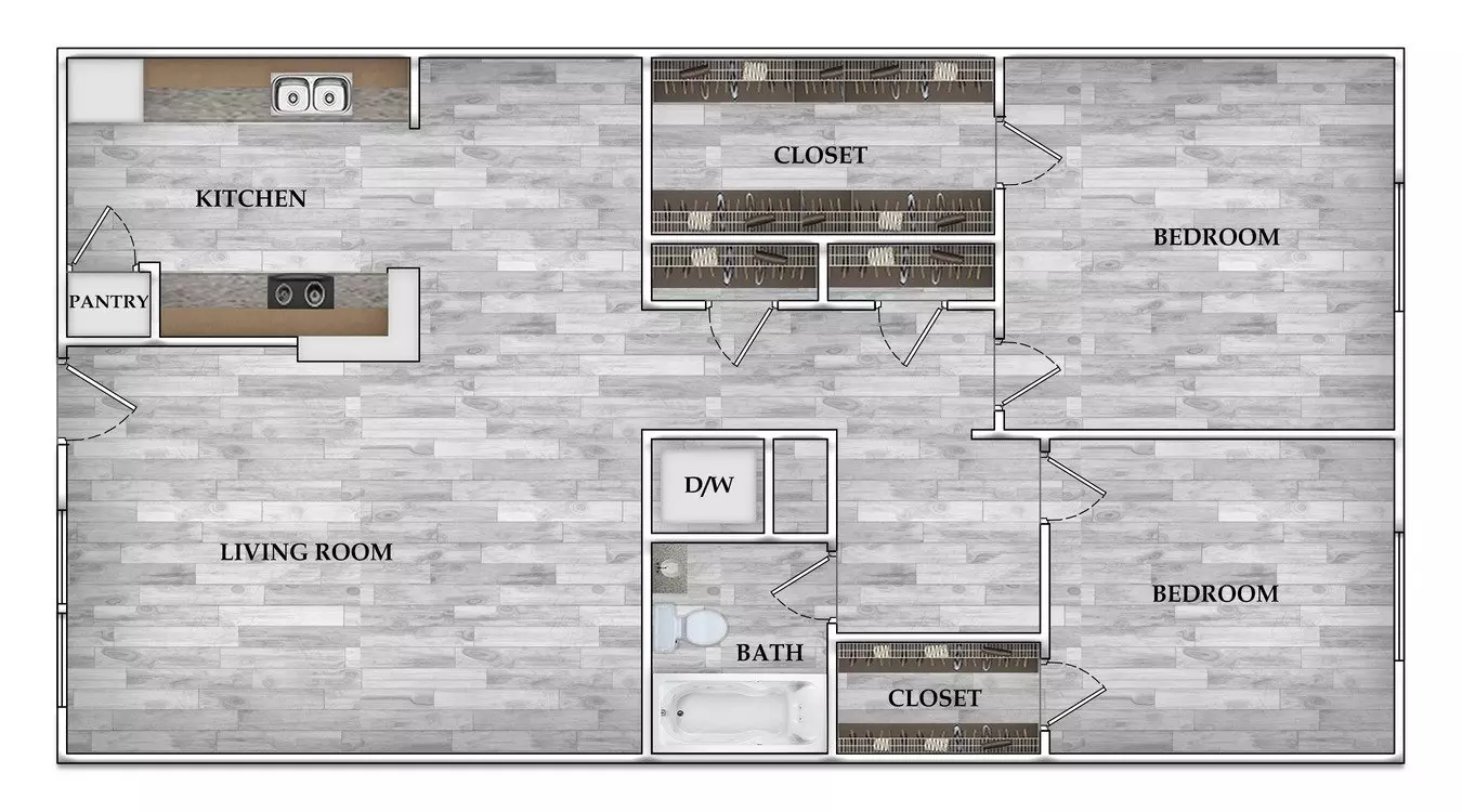 2 Beds • 1 Bath 218 floor plan