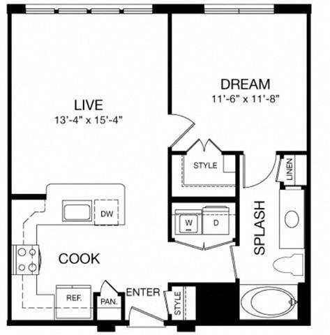 1 Bed • 1 Bath 276 floor plan