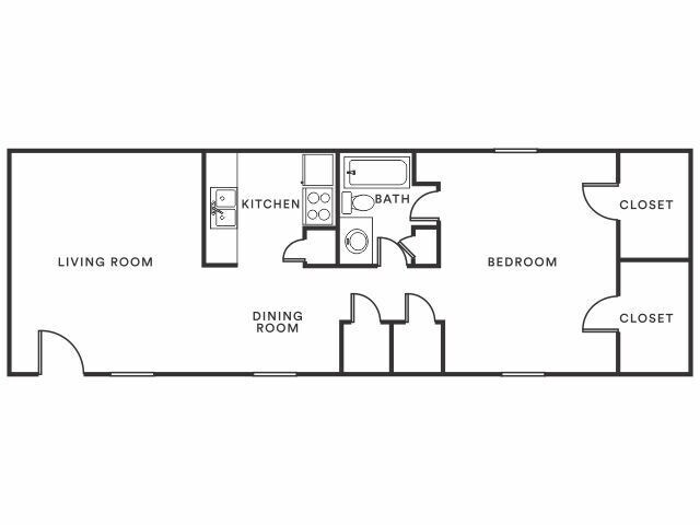 1 Bed • 1 Bath 158 floor plan