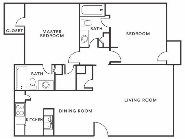 2 Beds • 2 Bath 113 floor plan