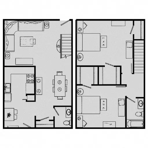 2 Bed, 1 Bath 087 floor plan