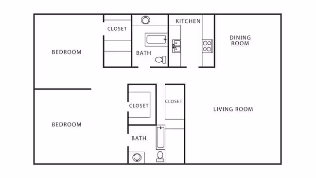 2 Beds • 2 Bath 378 floor plan