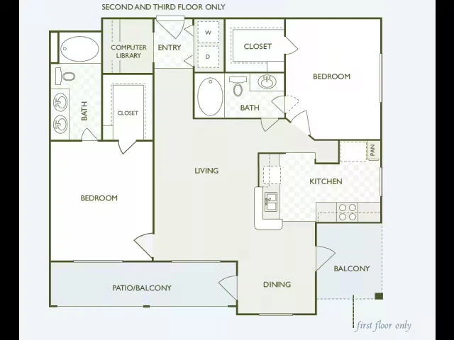 2 Beds • 2 Bath 1535 floor plan