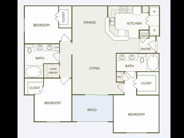 3 Beds • 2 Bath 1329 floor plan