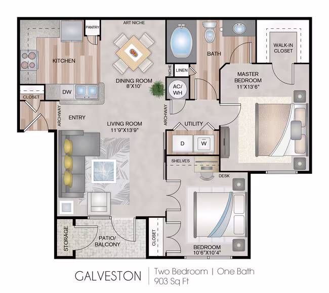 2 Beds • 2 Bath 1621 floor plan
